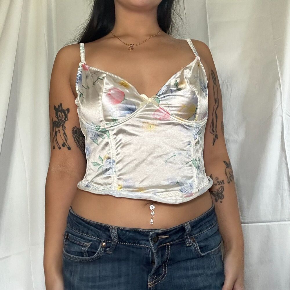 floral silky corset top